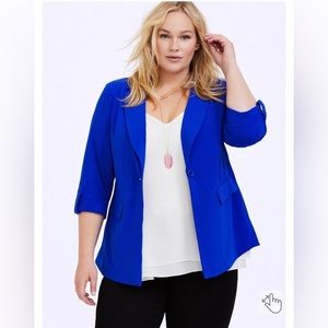 Torrid STUDIO CREPE LONG LINE BLAZER size 0 bright blue
